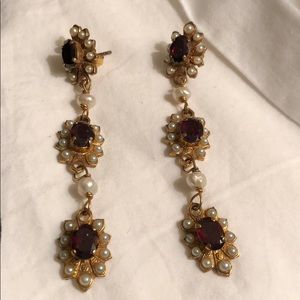 Handmade Italian garnet earring